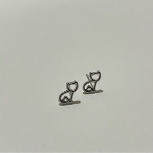 Tiny Silver Cat Earrings